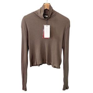 NWT John Elliott Des Cotton Cashmere Cropped Ribbed Turtleneck size 2 Medium